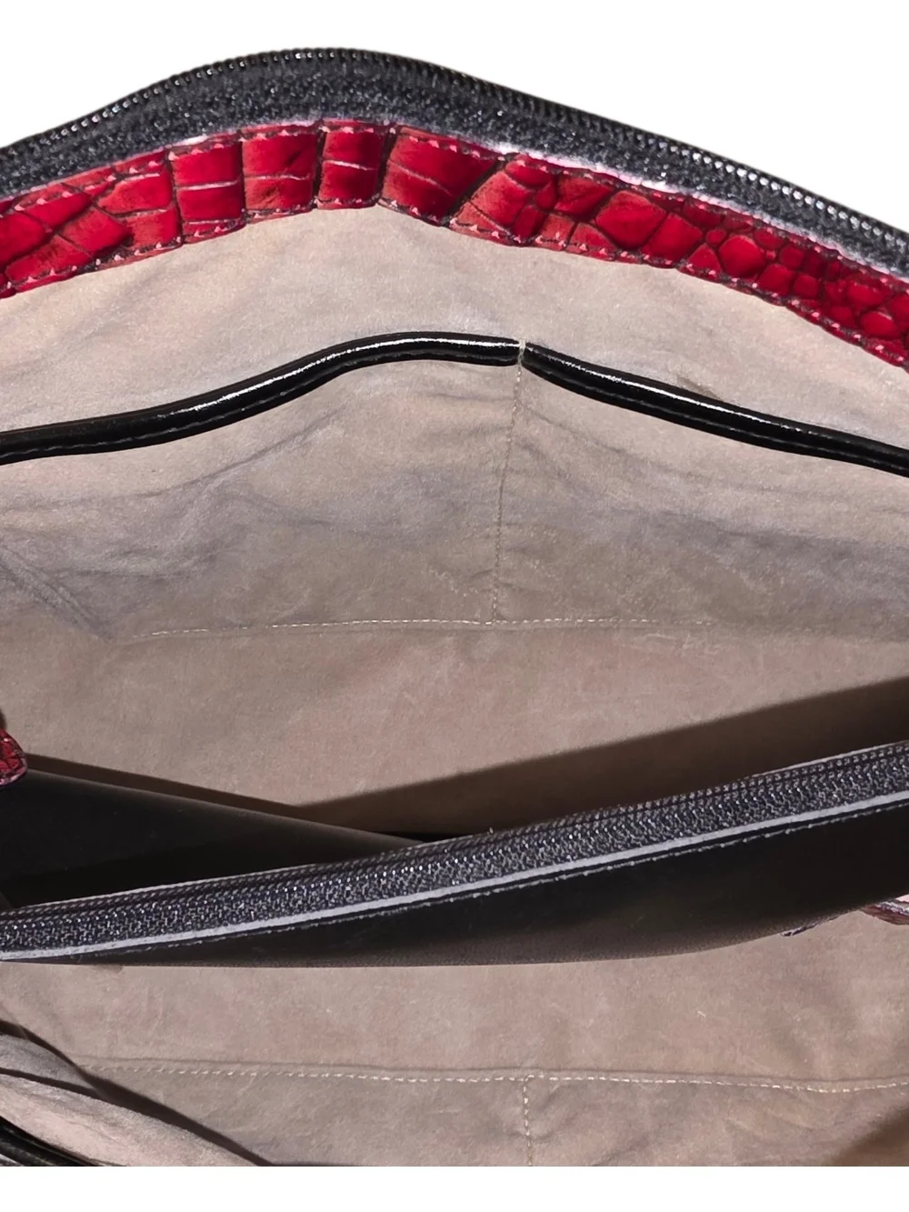 Brahmin Red Crocodile-Embossed Leather Satchel/Crossbody Bag - GUC